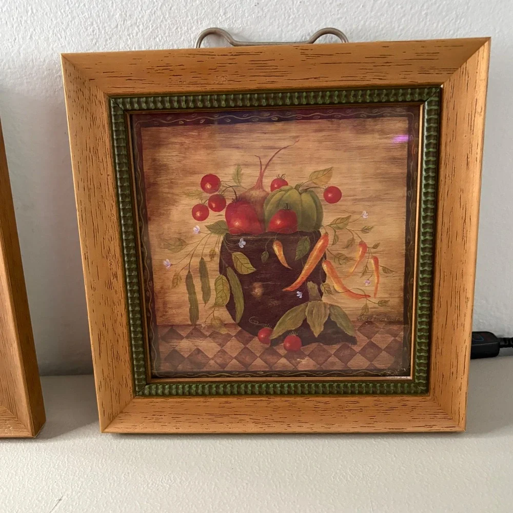Valerie Evers Wenk Fruit Bowl Framed Art Prints Set of 2 Country Folk Art 8x8
